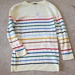 NWT Talbots Cream Multicolor Striped Sweater